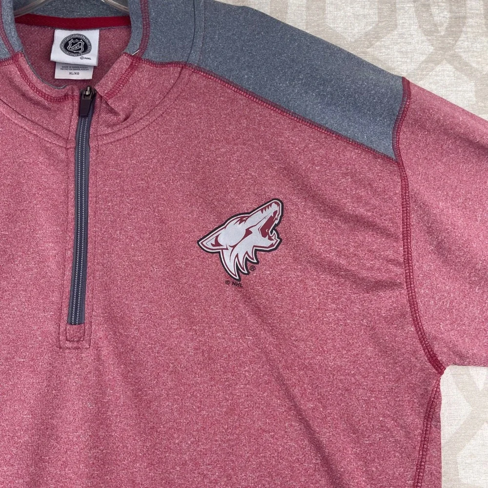 NHL Arizona Coyotes Quarter Zip‎ Pullover Mens XL Maroon Gray Heathered 1145318